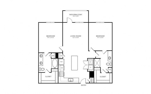 B2 Floor Plan at Addison Medical Center Apartments, San Antonio
